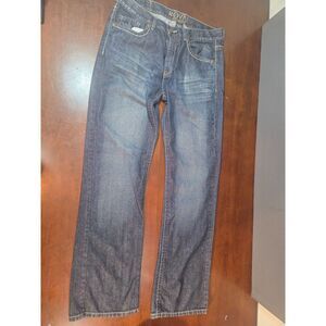 Royal Premium Men’s Jeans 34x34 Dark Wash Straight Fit Embroidered Pockets
